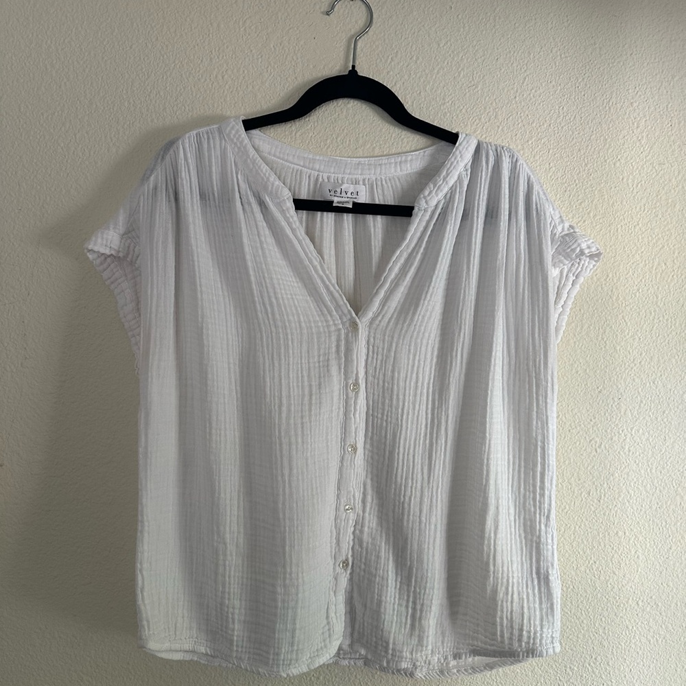 Velvet by Graham & Spencer White “Pamela” Gauze Blouse
